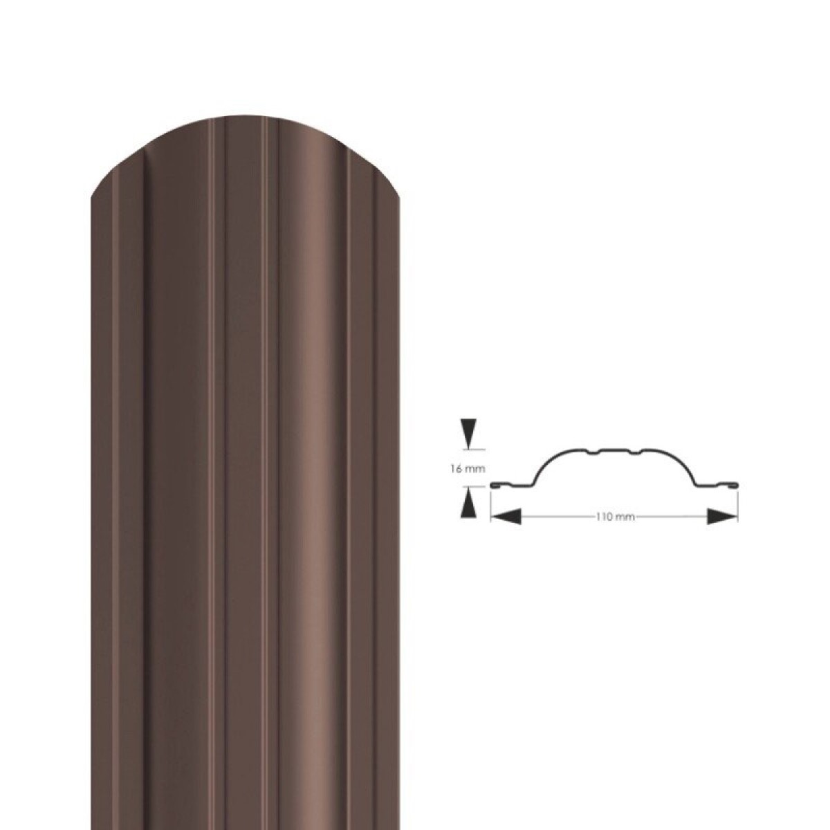 Handbud Polo PMx2 Profilēta metāla žoga štaketas, pelēki brūns (RAL8019)