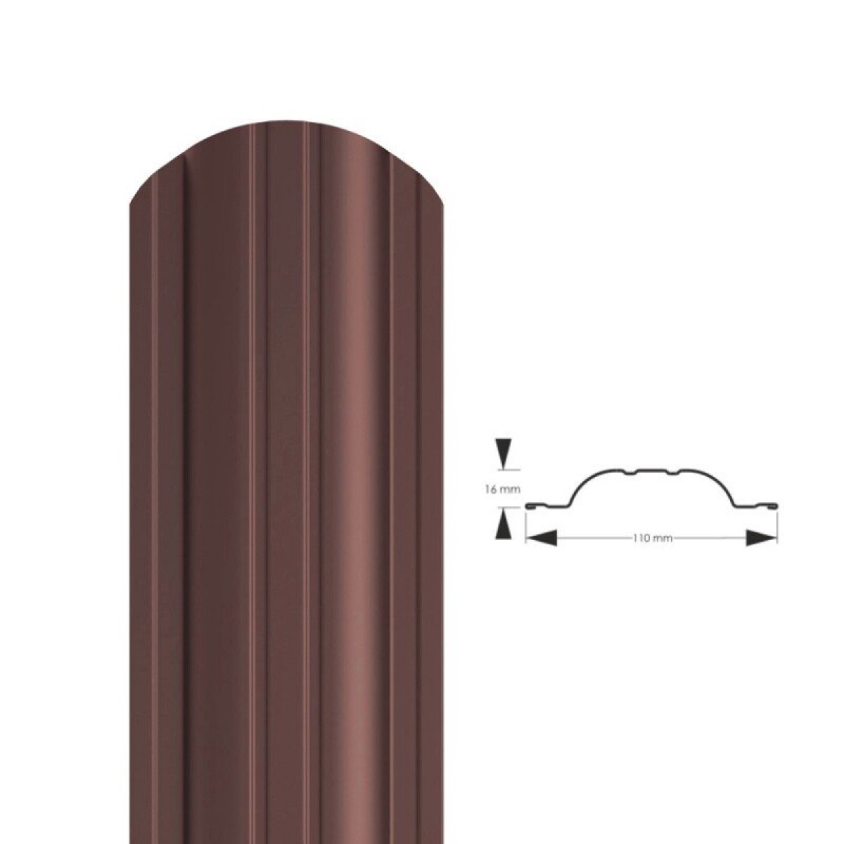 Handbud Polo PMx2 Profilēta metāla žoga štaketas, brūna (RAL8017) 1.35m