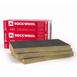 Rockwool Ventirock F Super Pretvēja izolācijas plāksnēs ar melnu stikla šķiedras pārklājumu 30x600x1000mm, palete
