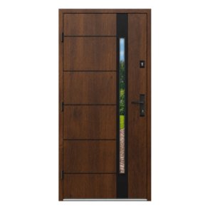 Gerda Thermo Metāla ārdurvis ar kārbu, slēdzeni un eņģēm, brūnas, 970x2080mm, kreisās