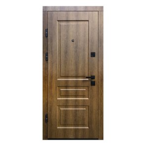 Omega Metāla ārdurvis ar kārbu, slēdzeni un eņģēm, tumšs ozols, 960x2050mm, kreisās