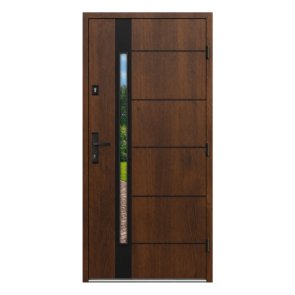 Gerda Thermo Metāla ārdurvis ar kārbu, slēdzeni un eņģēm, brūnas, 970x2080mm, labās