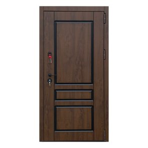 Latgale Metāla ārdurvis ar kārbu, slēdzeni un eņģēm, tumšs ozols, 860x2050mm, labās