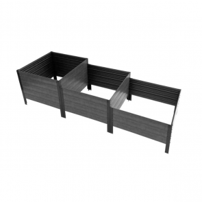 Baumera Klasika Wood Look Trepjveida paaugstinātā dārza dobe, augstums 50-30cm, 225x75 cm, pelēka