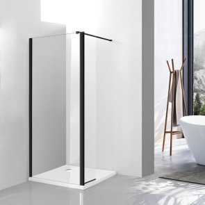 Vento Napoli Душевая стенка без поддона, чёрный профиль, прозрачное стекло Easy clean , (90+30)x195cm