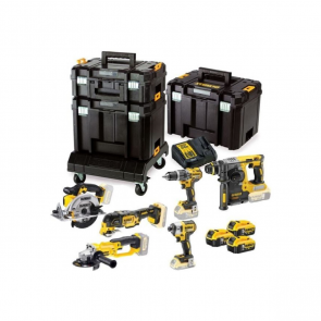 DeWalt 6 Instrumentu komplekts 18V XR (+3x5.0AH, lādētājs, koferi uz riteņiem)