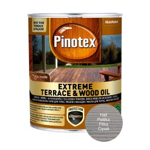 Pinotex Extreme Terrace & Wood Oil Koka virsmām paredzēta eļļa, ar lielisku atmosfērizturību, matēta, pelēka, 0.75L