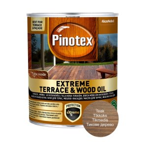 Pinotex Extreme Terrace & Wood Oil Koka virsmām paredzēta eļļa, ar lielisku atmosfērizturību, matēta, tīkkoka, 0.75L