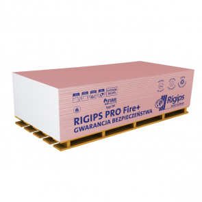Rigips PRO Fire+ Tips DF - ģipškartona plāksnes ugunsdrošibas uzlabošanai 12,5x1200x2600