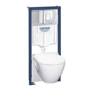 Grohe Solido 5-in-1 Комплект – унитаз Serel с крышкой SC, кнопка Skate Cosmo, хром (38732000), h=1.13m