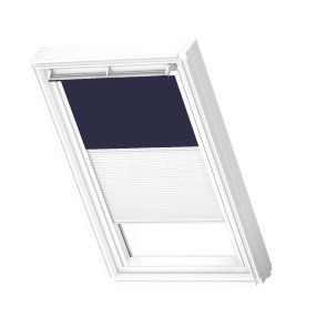 Velux DFD Duo Gaismu necaurlaidīgas jumta logu žalūzijas ar rokas vadību, ar baltām sliedēm, MK04, 78x98cm, tumši zilas