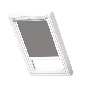 Velux DML Gaismu necaurlaidīgas jumta logu žalūzijas ar elektrisko vadību, ar baltām sliedēm, MK04, 78x98cm, pelēkas