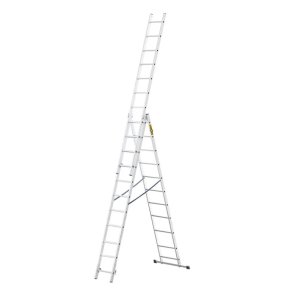 DRABEST HOME DW Trīsdaļīgas alumīnija kāpnes, 150kg, 3x11 pakāpieni, 6.55m
