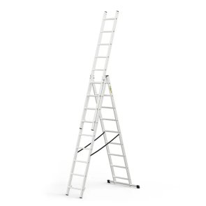DRABEST HOME DW Trīsdaļīgas alumīnija kāpnes, 150kg, 3x9 pakāpieni, 5.47m