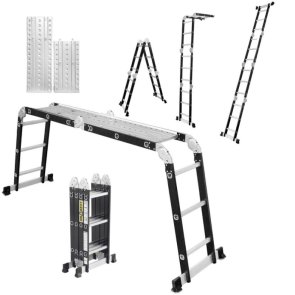 DRABEST HOME DU Universālās kāpnes - platforma, alumīnija-tērauda, 125kg, 4x3 pakāpienu
