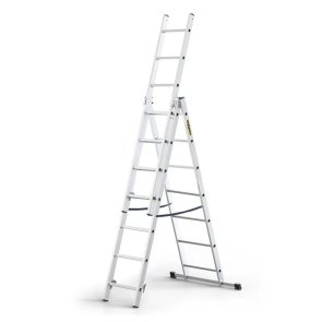 DRABEST HOME DW Trīsdaļīgas alumīnija kāpnes, 150kg, 3x7 pakāpieni, 4.32m