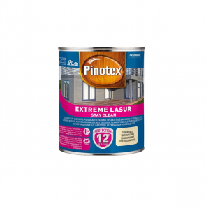 Pinotex Extreme Lasur Лазурное защитное средство для древесины с функцией самоочистки, полуглянцевое , bezkrāsains (tonējamā bāze) 1L