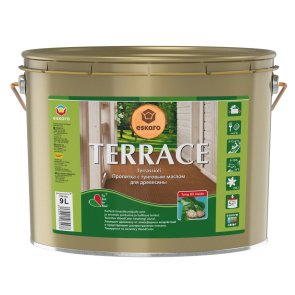 Eskaro Terrace Eļļa uz šķīdinātāju bāzes koka virsmas aizsardzībai, bezkrāsaina, 9L