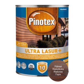 Pinotex Ultra Lasur+ Ūdeni atgrūdošs lazūras koksnes aizsarglīdzeklis, pusspīdīgs, riekstkoks, 1L