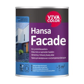 Vivacolor Hansa Facade Krāsa mūra un apmestām fasādēm, pilnīgi matēta, bāze LA, 0,9L