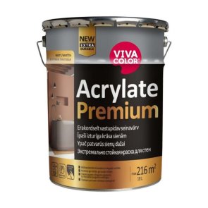 Vivacolor Acrylate Premium A  Mitrumizturīga iekšdarbu krāsa ar pretpelējuma piedevām, matēta, 18L