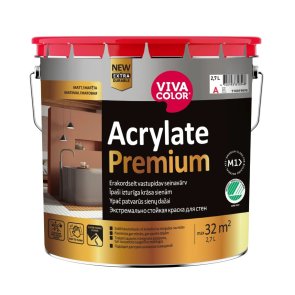 Vivacolor Acrylate Premium A  Mitrumizturīga iekšdarbu krāsa ar pretpelējuma piedevām, matēta, 2.7L