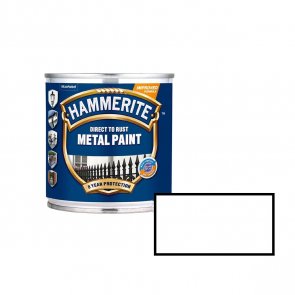 Hammerite Smooth Spīdīga aizsargkrāsa metāla virsmām, gluda virsma, balta 0.25L