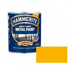 Hammerite Smooth Spīdīga aizsargkrāsa metāla virsmām, gluda virsma, dzeltena 0.75L