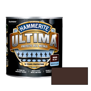 Hammerite Ultima Smooth Spīdīga ūdens bāzes krāsa metāla virsmām, brūna 2.2L