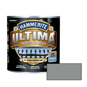 Hammerite Ultima Smooth Spīdīga ūdens bāzes krāsa metāla virsmām, pelēka 2.2L