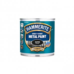 Hammerite Satin Полуматовая защитная краска для металлических поверхностей, гладкая поверхность , melna 0.25L