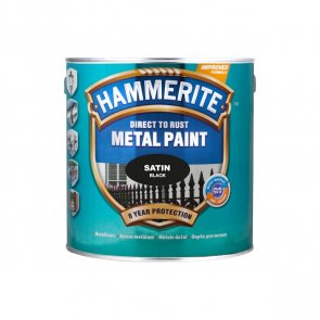 Hammerite Satin Pusmatēta aizsargkrāsa metāla virsmām gluda virsma, melna 2.5L