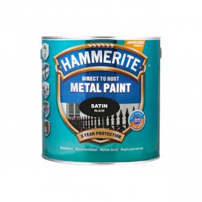 Hammerite Satin Полуматовая защитная краска для металлических поверхностей, гладкая поверхность , melna 2.5L