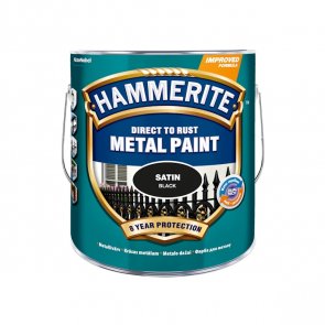 Hammerite Satin Полуматовая защитная краска для металлических поверхностей, гладкая поверхность , melna 5L