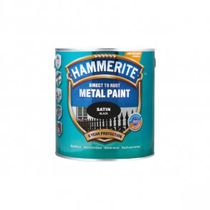 Hammerite Satin Полуматовая защитная краска для металлических поверхностей, гладкая поверхность , melna 0.75L