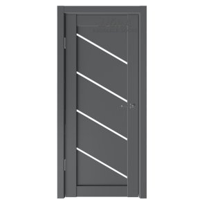 Dora Diagonal-1, PVC Pārklājuma, Durvju Komplekts - Vērtne, Kārba, 2 Eņģes, Ar Polipropilēna Pārklājumu, Antracīts, 60x200cm