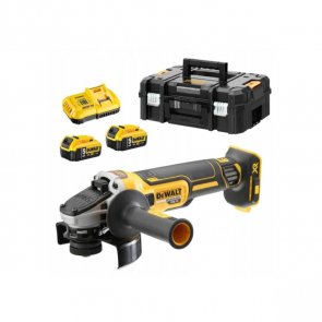 DeWalt Аккумуляторная угловая шлифмашина XR 18 В, 125 мм (+2x5.0Ah, lādētājs, koferis) DCG405P2-QW