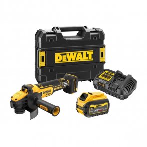 DeWalt Akumulatora Leņķa slīpmašīna XR 18V, FV ADV, 125mm (+1x6.0Ah, lādētājs, koferis) DCG409VST1-QW