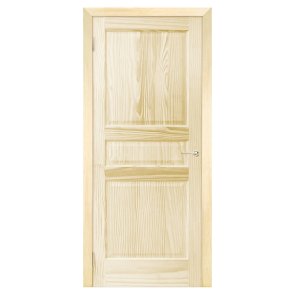 Madepar Paula Neapstrādātas priedes masīvkoka durvis, finierēta durvju vērtne ar frēzējumu slēdzenei, 61x203cm
