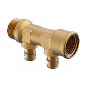 Uponor Q&E Sadalītājs 3/4 collas, iekšējā/ārējā vītne, 2x16mm, c/c 35mm