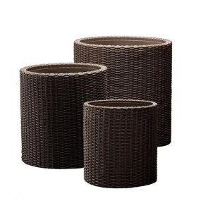 Keter S+M+L Cylinder Planters набор из трех цветочных горшков Brūns