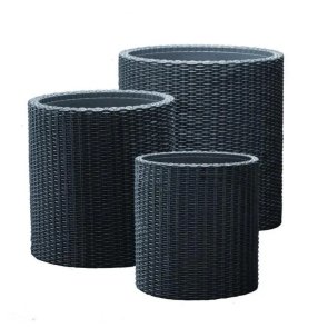 Keter S+M+L Cylinder Planters набор из трех цветочных горшков Antracīta pelēka