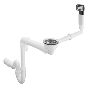 Hansgrohe D16-10 Сифон для кухонной раковины с выпуском и перепуском , 1.1/2 collas x40/50mm, balta plastmasa
