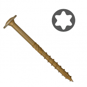 Wkret-met Koka skrūve ar plakanu galvu Torx 25, dzeltena, 5x100mm (100gab)