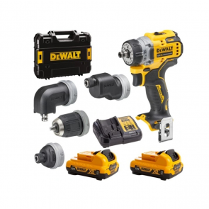 Dewalt Akumulatora skrūvgriezis/urbjmašīna Multi-Head 12V XR (+2x3.0Ah, lādētājs, koferis) DCD703L2T-QW