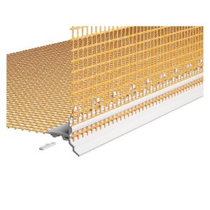 Caparol CT Tropfkantenprofil 668/00 Пластиковый угловой профиль с отливом и армирующими полосами стекловолоконной сетки Caparol CT Tropfkantenprofil 668/00 Plastikāta stūra profils ar lāseni un armējošā stiklašķiedras sieta joslām 2.5m