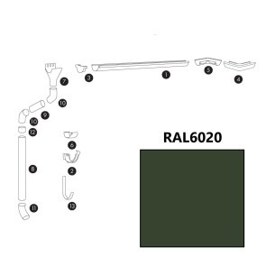 Bud-Masz Tērauda lietus ūdens noteksistēma VT, apaļa, D125mm, RAL6020/zaļa