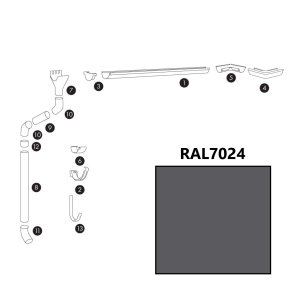 Bud-Masz Tērauda lietus ūdens noteksistēma VT, apaļa, D125mm, RAL7024/grafīta