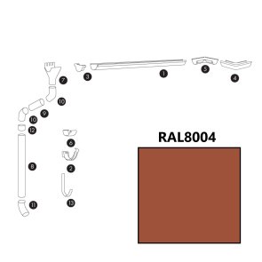 Bud-Masz Tērauda lietus ūdens noteksistēma VT, apaļa, D125mm, RAL8004/ķieģeļsarkana