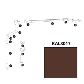 Bud-Masz Tērauda lietus ūdens noteksistēma VT, apaļa, D125mm, RAL8017/gaiši brūna